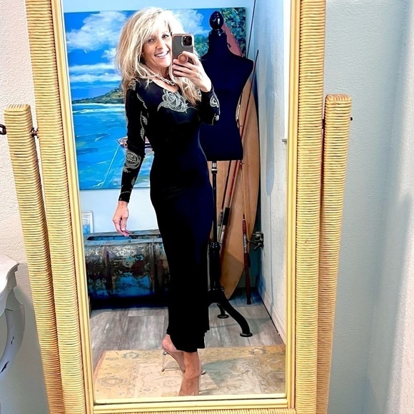 🔥VTG Yumi Mazao Paris, Gorgeous BodCon,Front-Split Dress, Perfect, Size 8 - Picture 8 of 16